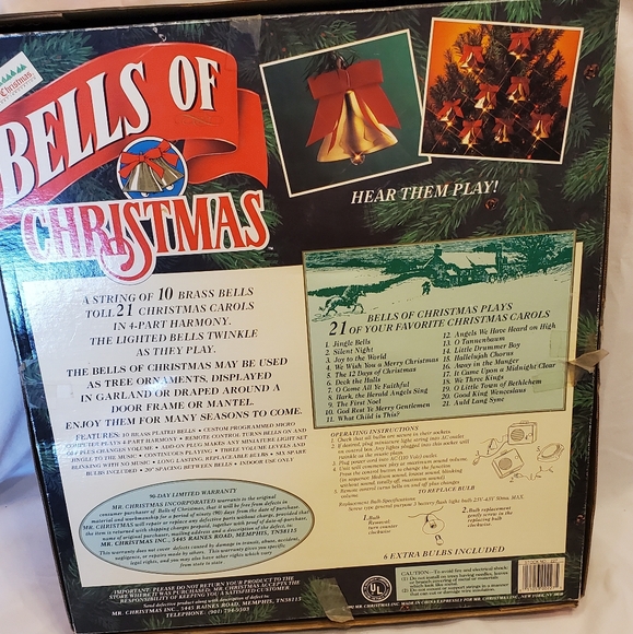 Bells Of Christmas Vtg 1992 Mr Christmas Musical Brass Bells Remote Control - Picture 14 of 14